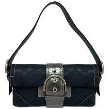 COACH SOHO 8K38 Signature Shoulder Bag Leather Black authentic