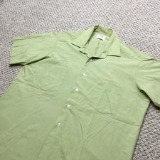 Vintage Sears Shirt Mens Large Green Short Sleeve Button Up Perma-Prest 70s 60s