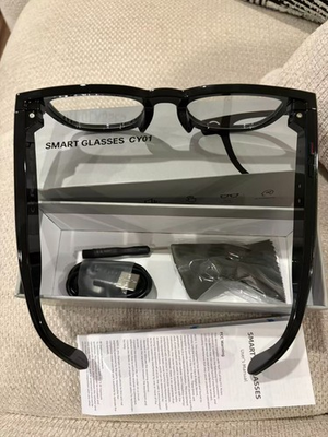 #ad Smart Glasses CY01 Black Frame Bluetooth USB with Box and Accessories Preowned $39.99