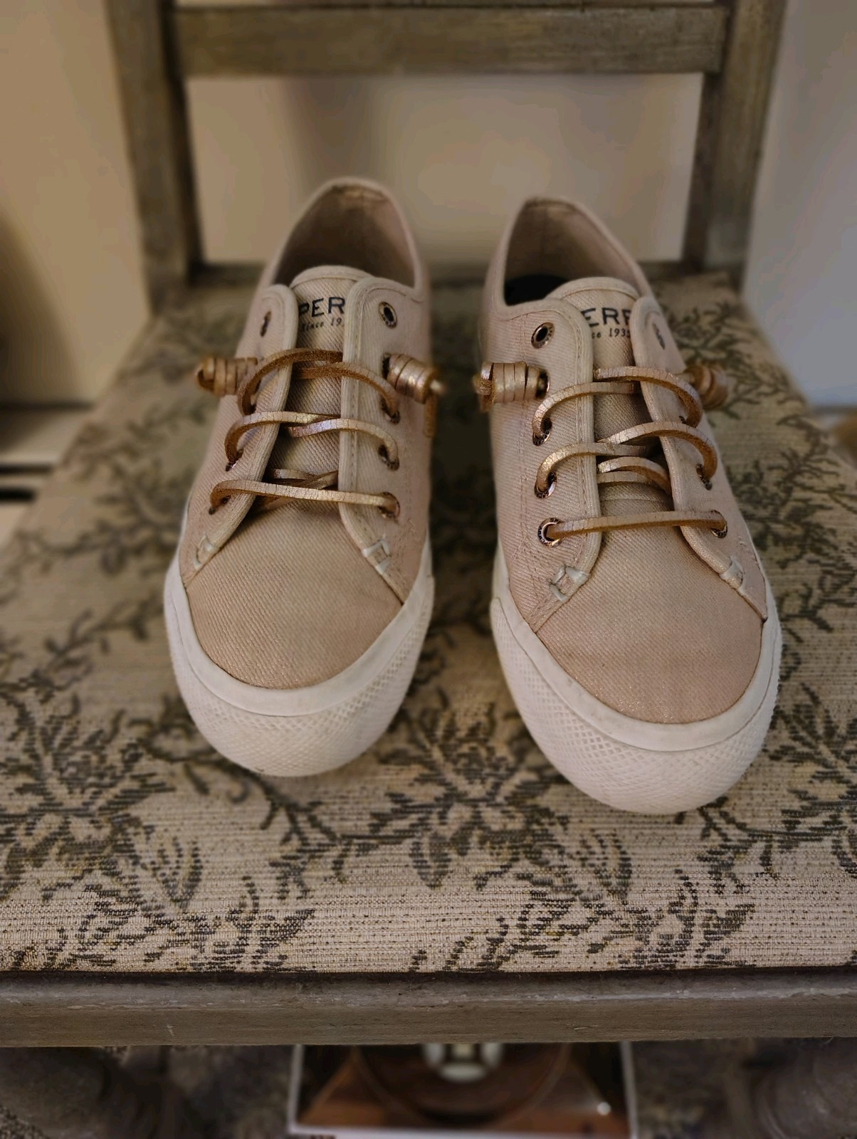 Sperry Top Sider Shoes Womens 6M Sky Sail Platform Sneakers STS80331 Pink Fabric