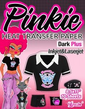 10 Sheets Pinkie Heat Transfer Paper 8.5x11 Dark Fabric Laser Inkjet Vinyl
