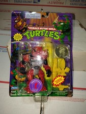 1995 TEENAGE MUTANT NINJA TURTLES WARRIOR ROCKSTEADY IN METAL SILVER&RED ARMOR
