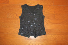 S SA ADULT LEOTARD TOP VEST BLACK SHIMMER Ballet Dance Costume Gallery