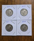Lot Of 4 Standing Liberty Silver Quarters