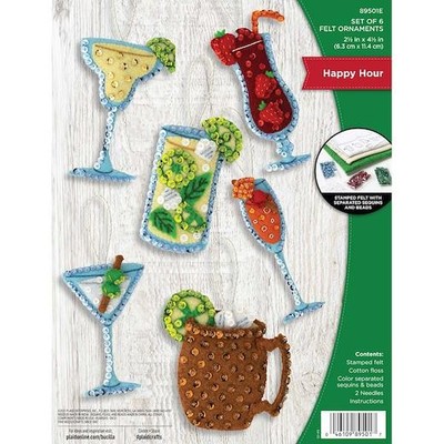 Bucilla Filz Ornamente Applikation Set 6er Set - Happy Hour