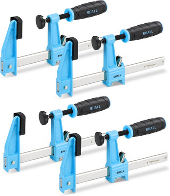 6-Inch Steel Bar Clamps Set, 4-Pack Medium-Duty Quick-Release F Clamps, 600 Lbs