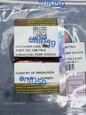 ROYAL ENFIELD O-RING KRAFTSTOFFPUMPENMODUL. Teilenr. 148119/A . ORIGINAL ROYAL ENFIELD