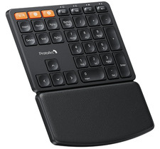 Wireless Bluetooth Numeric Keypad with Wrist Rest, Rechargeable, Dual Device
