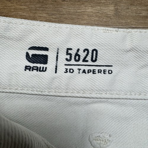 G Star RAWJeans Men 28x32 White RE 5620 3D Tapered Leg Double Knee Modern Design - Picture 7 of 16