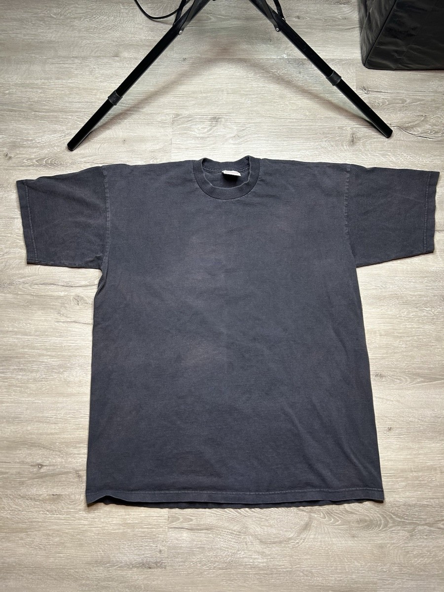 トップス 90s vintage pro club sun fade black tee Vintage Pro Club Sun Faded Black Blank T Shirt XXL Distressed