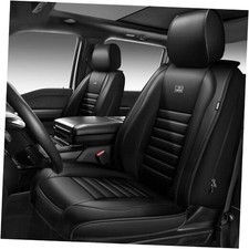 CAR PASS Nappa Leather Car Seat Covers Luxury Seat Protector Front Seats Black