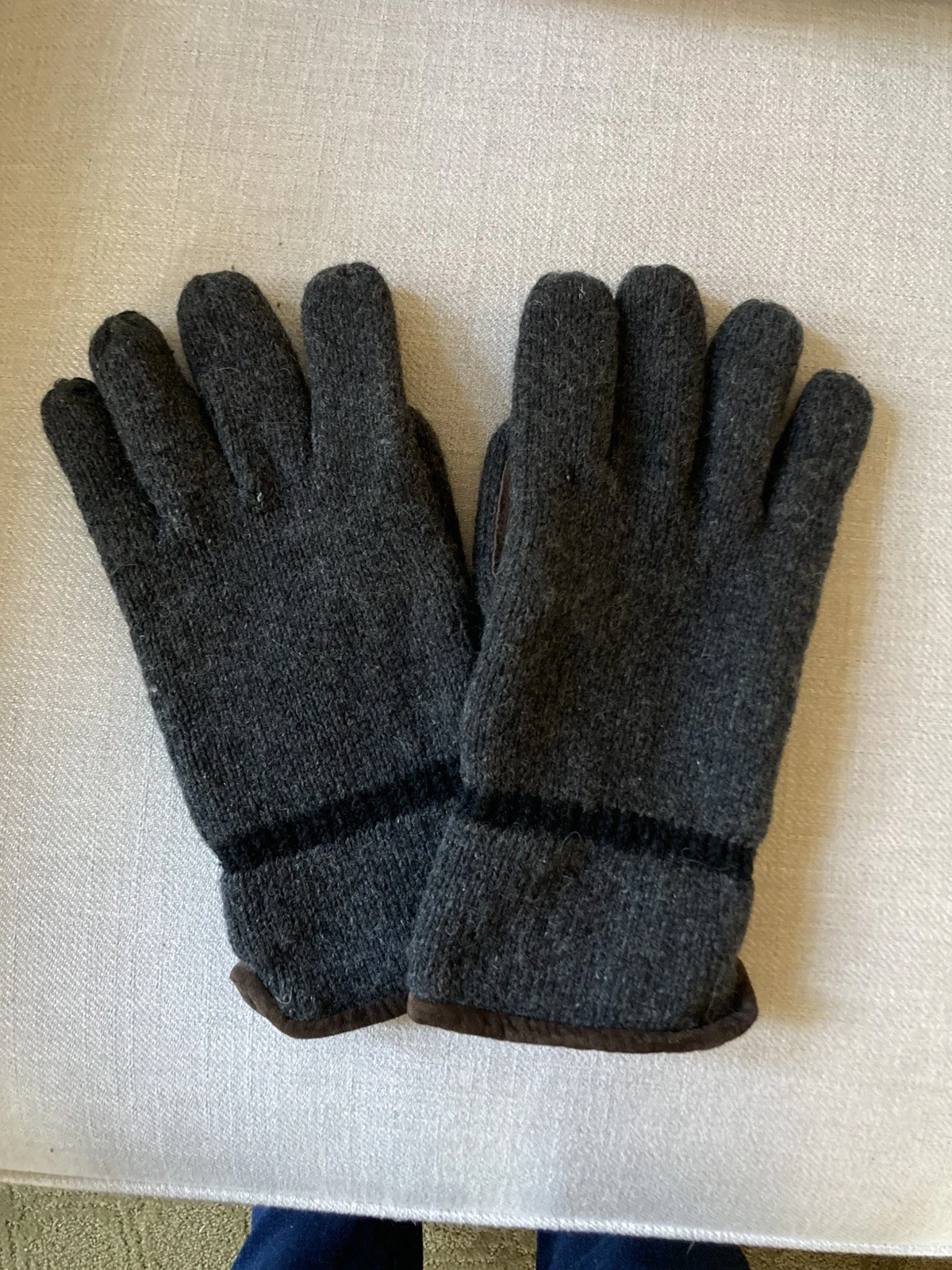 Vintage Coleman Men's Wool Blend Gloves Thinsulate 40g Suede Palm Charcoal M/L