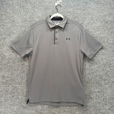 Under Armour Polo Shirt Mens Medium Gray HeatGear Loose Fit Performance NEW