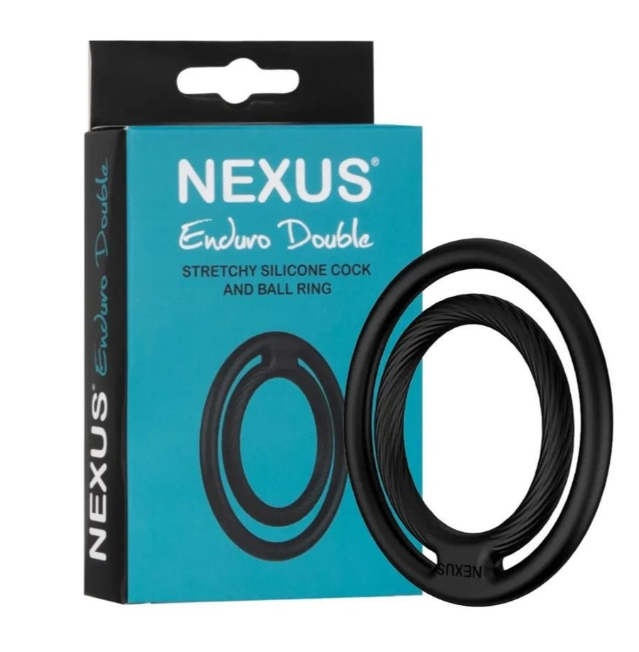 Nexus Enduro Double Stretchy Silicone Cock Ring Penis Testicle Bondage Black