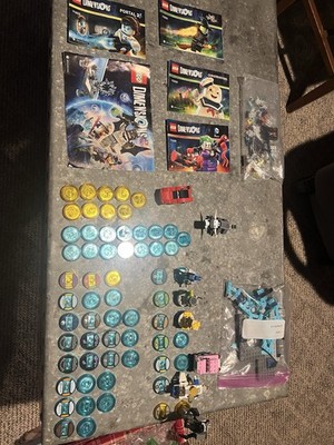 LEGO Dimensions lot Joker, Stay Puft, Chell minifigures, vehicles, game discs