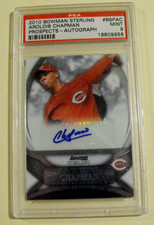 2010 Bowman Sterling #BSPAC Aroldis Chapman Reds Rookie RC Autograph PSA 9 Mint