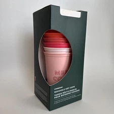 Starbucks Christmas Reusable Hot 6 Cups With Lid 16 Oz Holiday Gift Set New