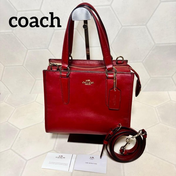 COACH Mini Crosby Red Leather 2Way Handbag Crossbody Bag Strap Included