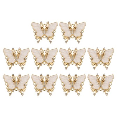 10 pcs butterfly charm, gold plated butterfly pendant, white, 23x26mm for