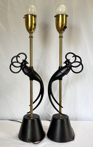 Vintage MCM Rembrandt Lovebirds Table Lamps Pair - Picture 8 of 15