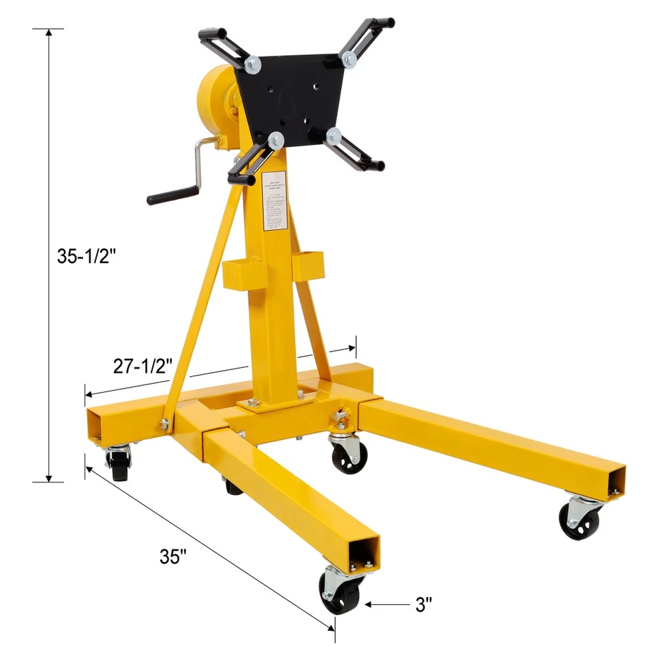 Soporte de motor plegable 1500 lb - Cabezal giratorio con engranaje 360°, resistente ajustable Foto 4 de 4