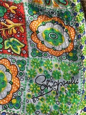 Vintage Schiaparelli Vibrant Multicolor Floral Scarf w/ Rolled Hem 28 x 28
