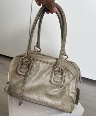 vintage Dolce & Gabbana metallic leather satchel/bowler bag from the mid-2000s
