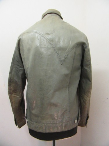 VINTAGE LEVI LEATHER TRUCKER MOTORCYCLE JACKET SIZE M, ACE PATINA - Picture 14 of 22