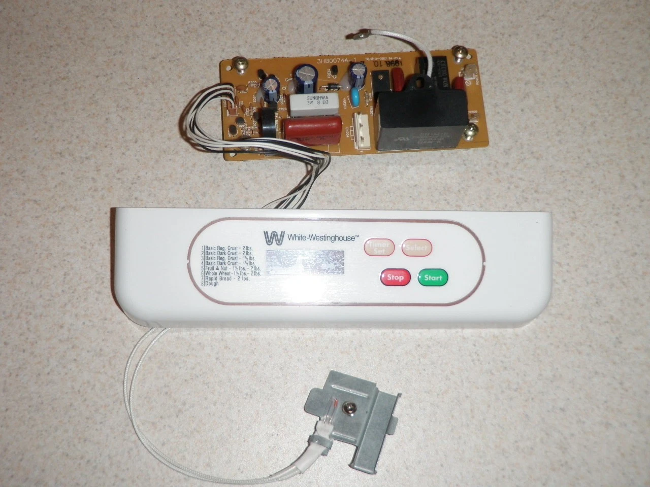 Control Panel PCB + Temp Sensor for White Westinghouse Bread Maker Model WWTR442
