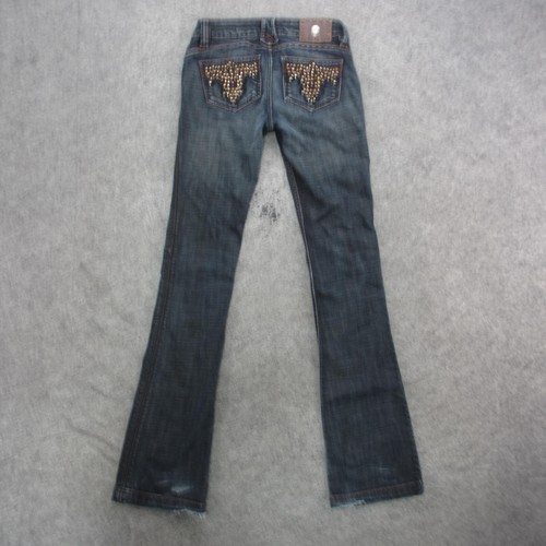Vintage Antik Denim Jeans Women's 24 Blue Dark Wash Low Rise Boot Cut Jeans - Picture 7 of 12