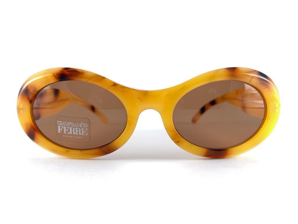 GIANFRANCO FERRE ドラゴン柄タンクトップ 42 VINTAGE GIANFRANCO FERRE GFF 387 OVAL YELLOW TORTOISE SUNGLASSES