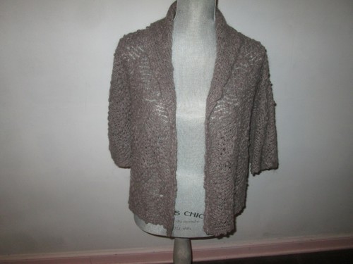 OSKA Cocoa Brown Loose Knit Nubby Open Front Batwing Cardigan Shrug Size 3 (L)