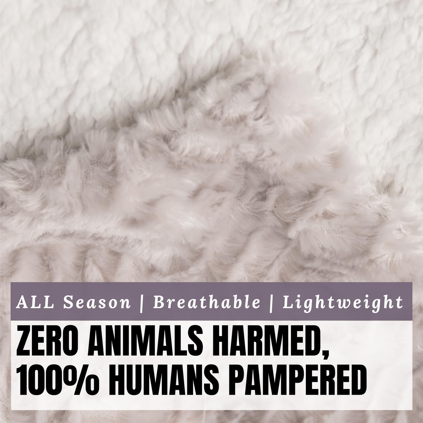 DaDa Bedding Faux Fur Throw Blanket - Farmhouse Lavender Grey, Geometric Embo...