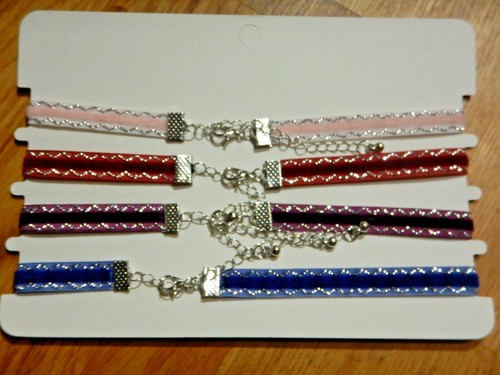 SET GIROCOLLO IN VELLUTO E ORPELLI collana fascia nastro rosa rosso blu viola lotto gotico 6 anni - Foto 4 di 4