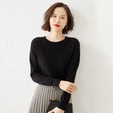 Ladies Knit Sweater Round Neck Jumper Pullover Knitwear Undershirt Casual Solid