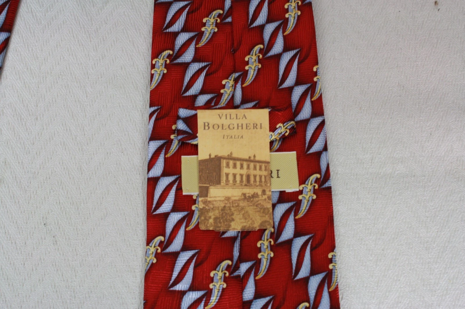 VILLA BULGHERI Made in Italy New Men's Neck Tie Red Geometric Club  All Silk image 4