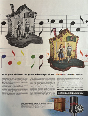 1944 General Electric Radio Electronic Instrument Gingerbread House VTG Print Ad