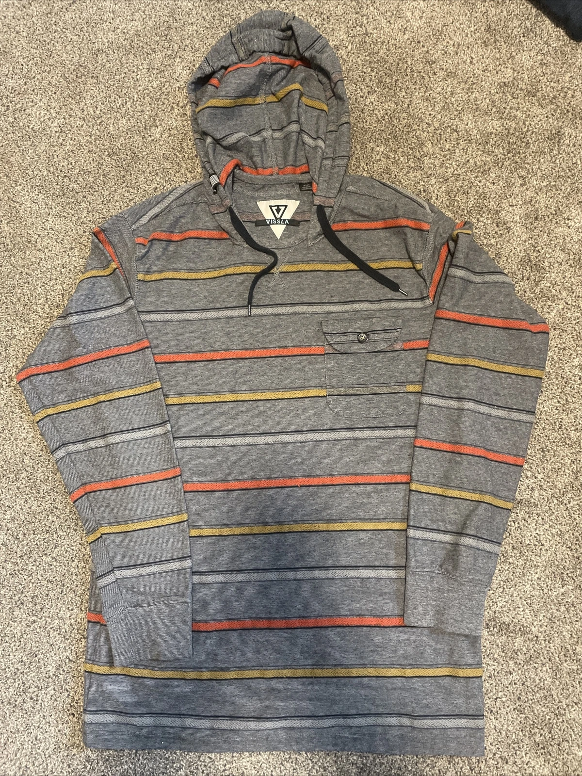 Vissla Sweatshirt Mens Large Gray Hoodie Casual Striped.
Opens in a new window or tab