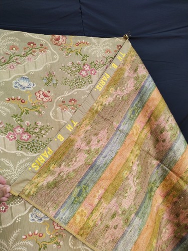vintage french Paris brocade woven fabric floral hand woven textile panel t1542 - Picture 11 of 12