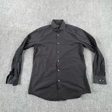 Boss Hugo Boss Dress Shirt Mens 41 16 Black Button Up Slim Fit Polka Dot
