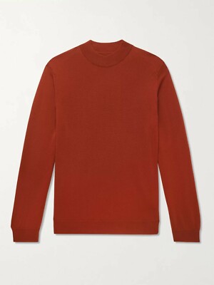 NWOT XXL NN07 Men's Martin 6328 Mock Neck Wool Sweater in Orange $175