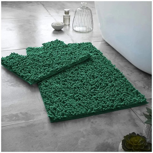 MEMORY LOOP BATH MAT SET PEDESTAL NON SLIP SUPER SOFT TOILET BATHROOM RUG 2PC - Picture 20 of 341