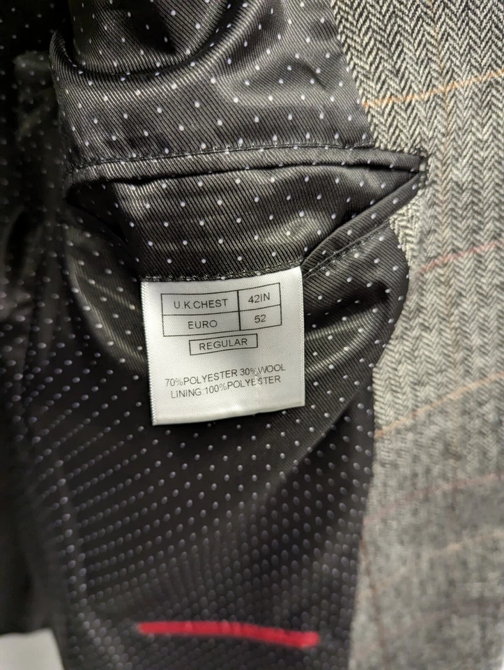 Moss London Slim Fit Tweed Style Blazer Jacket Herringbone Pattern Size 42 - Image 4 of 4