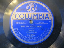 HENRY BURR/CHARLES HARRISON   SOME DAY YOU'LL KNOW/DOWN IN MY HEART Columbia VG+