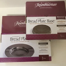 Communion Bread Plate And Base. Titanium Finish. Broadman Church Supplies