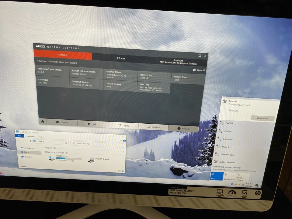 HP 24-G020 All-in-One Desktop PC | NEW SSD AMD Quad-Core CPU 8GB RAM (No Touch) - Image 3 of 4