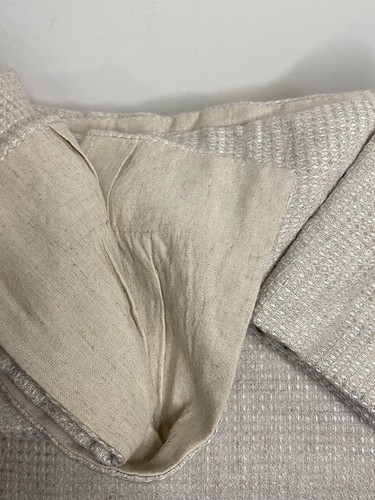 West Elm K/CK Euro Flax Linen Mini Waffle Duvet & 1 Pottery Barn K Sham, Flax - Picture 4 of 5
