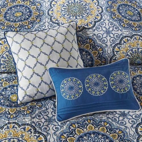 Madison Park Bedding Sets King/Cal King Cotton Polyester Reversible Glam Blue - Picture 3 of 7