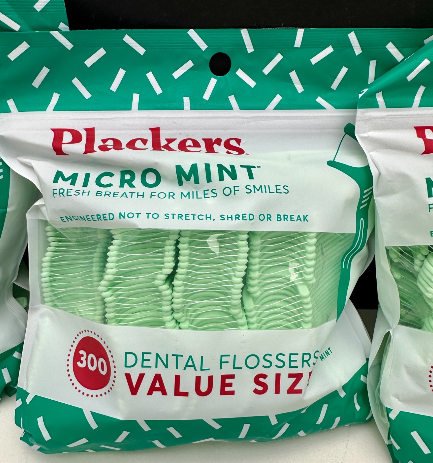 x3 pack New Plackers Micro Mint Dental Floss Picks 300 Count Per pack