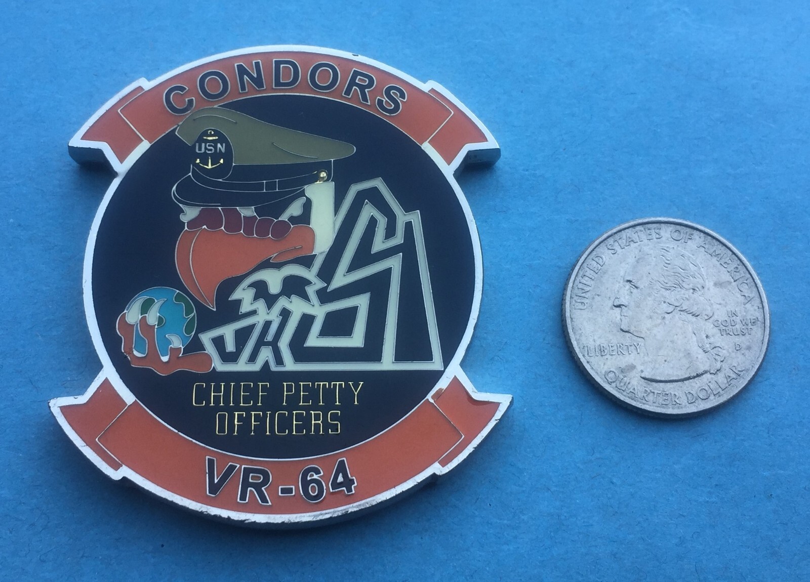 US NAVY CHALLENGE COIN - FLEET LOGISTICS SUPPORT SQUADRON 64 (VR-64) CHIEF / CPO
